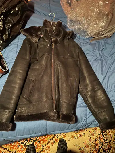 Men's Genuine Leather Sheepskin Flying Hooded Bomber B3 Aviator, View more