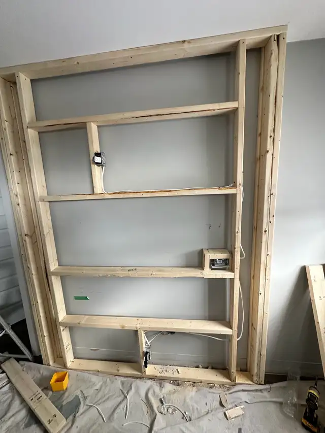 Custom TV Wall with Fireplace | Modern Feature Wall Installation410021110146017282