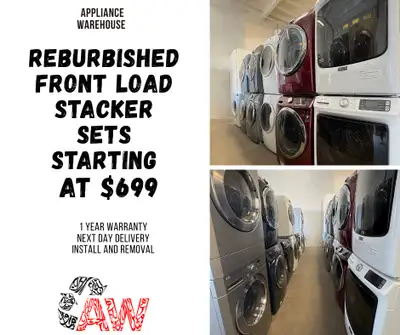REFURBISHED WASHER AND DRYER SETS STARTING AT $699 FRONT LOAD AND TOP LOAD OPTIONS HUGE WAREHOUSE FI...