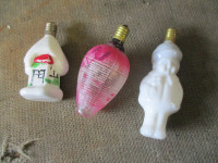 3 OLD FIGURAL CHRISTMAS LIGHT BULBS $10. EA. BOY HOUSE LANTERN