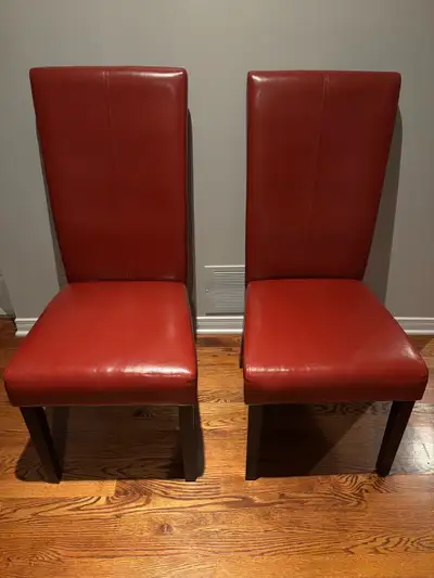 Set of 2 Faux Leather Dining Chairs – Excellent Condition, View more