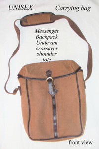 Messenger/Tote/Backpack beige/brown unisex bag canvas 14x10 x3¾"