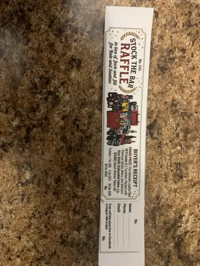 Huge draw for a jack and Jill 1-ticket for 10$ 4-tickets for 25$ 10-tickets for 50$ 30-tickets for 1...