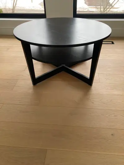 IKEA VEJMON CIRCULAR WOODEN COFFEE TABLE, BLACK-BROWN, View more