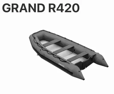 BRAND NEW, NEVER SEEN WATER, GRAND R420,14ft inflatable boat (FOLDABLE) including full factory‑origi...