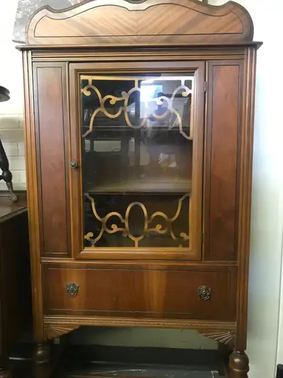 Vintage walnut china cabinet, View more