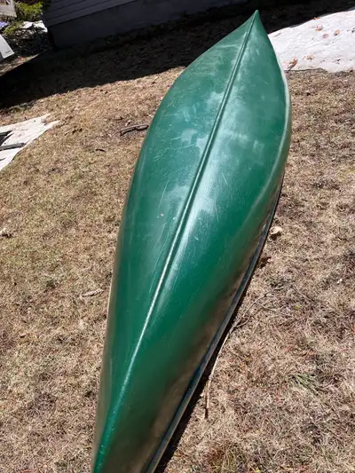 60’s fiberglass canoe for sale, new wood and fresh paint last year, no leaks $700 obo