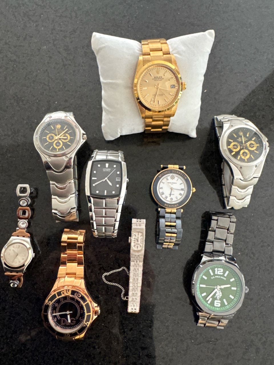 Watches (Rolex, Michel Herbelin, US Polo, Citizen, D&G, Swatch ...