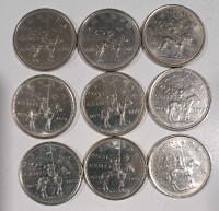 Canada 1973 Quarter 25 cent coins x9