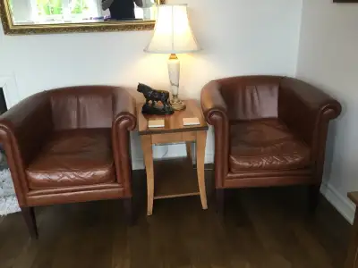 Leather tub chairs, View more