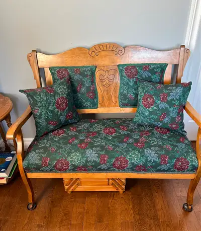 Settee, rocking chair, chair and side table. Good condition. $500 o.b.o.