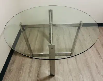 ROUND GLASS TABLE (48”W), View more