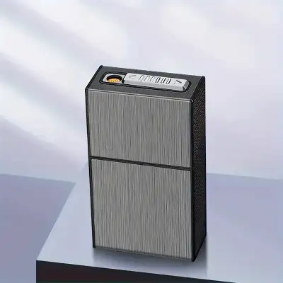 1pc Rechargeable Cigarette Case Lighter Combo, View more