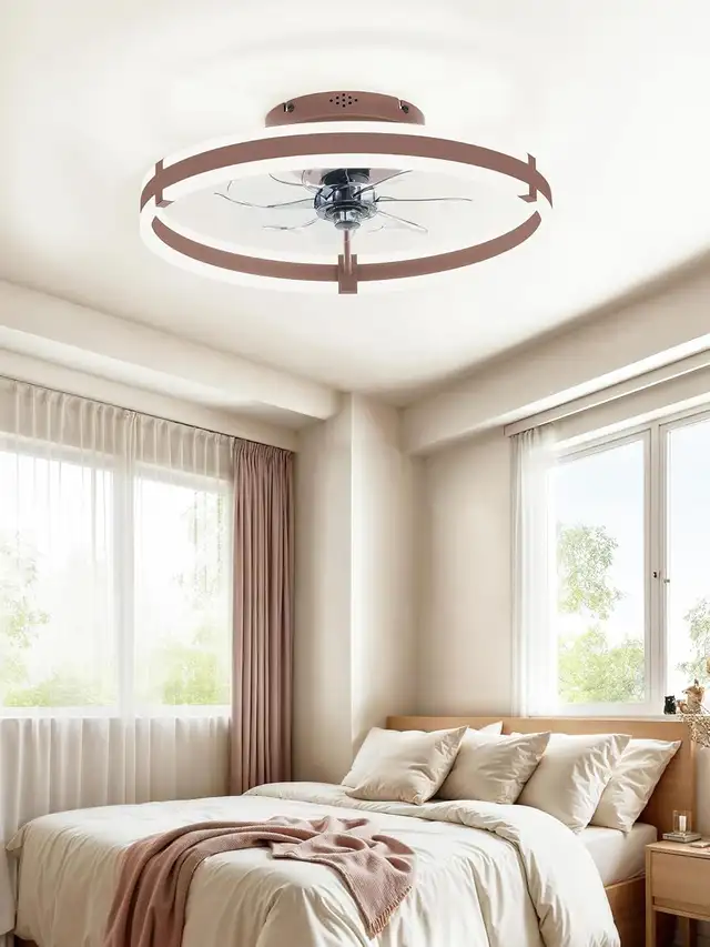 Modern Flush Mount Ceiling Fan with LED Light and Remote, 19.7'' in Indoor Lighting & Fans in Mississauga / Peel Region - Image 3