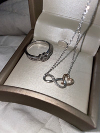 Diamond ring and necklace