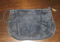 Vintage  Black Suede Hand Shoulder Bag Purse