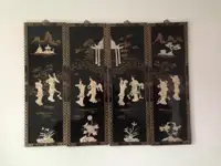 Handmade mother of pearl Asian art - 4 panels