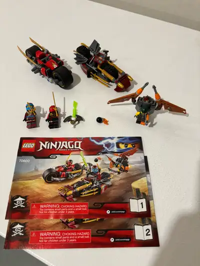 100% complete Selling a used Lego Ninjago 70600 Ninja Bike Chase set, featuring Kai's bike with fold...