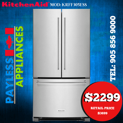 Kitchenaid KRFF305ESS 36" Standard Depth French Door Fridge, View more