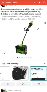 Electric snow showel/ thrower tool only available for $275