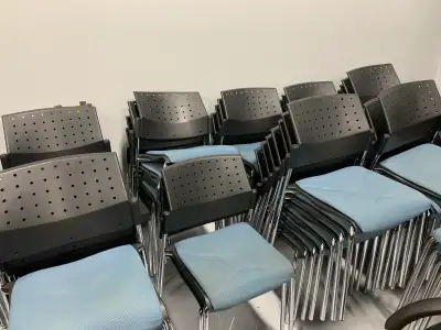 60 X Stackable waiting room (or classroom) chairs, View more