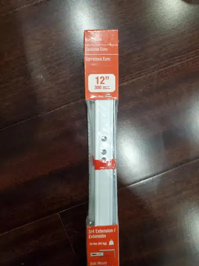 New 12-Inch White Euro Drawer Slides - 75 lb, View more