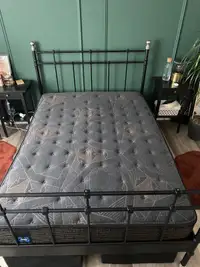 Ikea Full Size Metal Bed Frame and SleepCountry mattress 