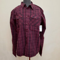 New Burgundy Plaid Brody Men’s Long Sleeve Shirt Slim Fit XL