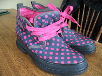 Pink Polka Dot Ankle Boots with Pink Laces