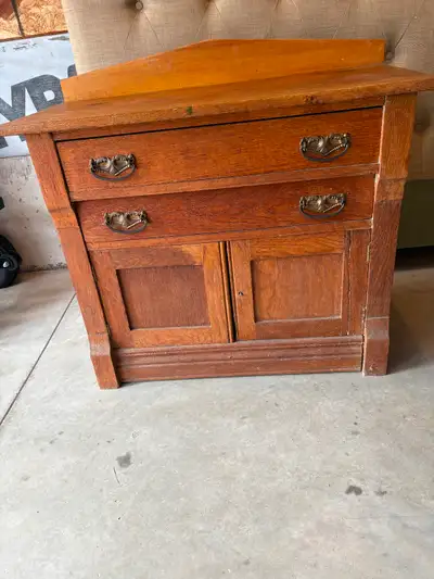 Antique wooden side table and table, View more