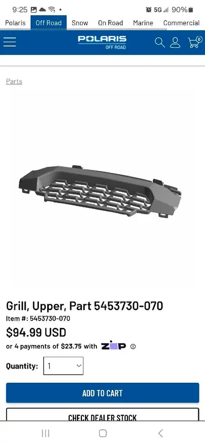 Polaris Ranger XP 1000 upper grill $50