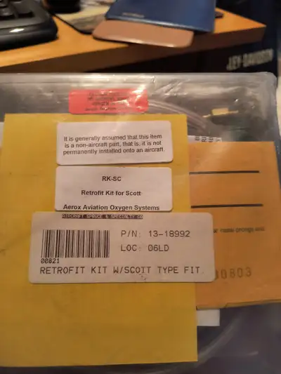 Oxygen hook up system for aircraft, 125.00