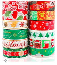 12 Roles Christmas Washi Tape Set 0.59Inch x 393.7FT, Merry