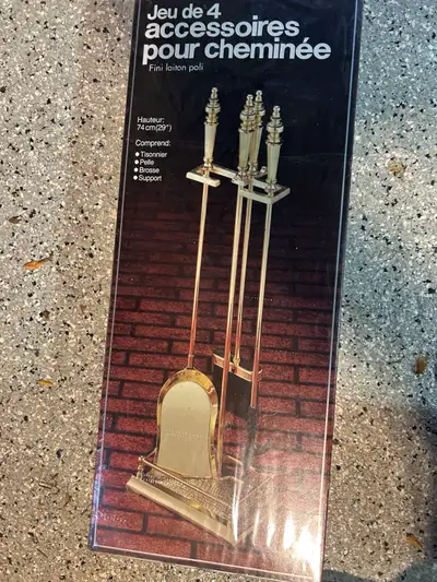 Polished Brass Fireplace Brush Tool Set (NEW), View more