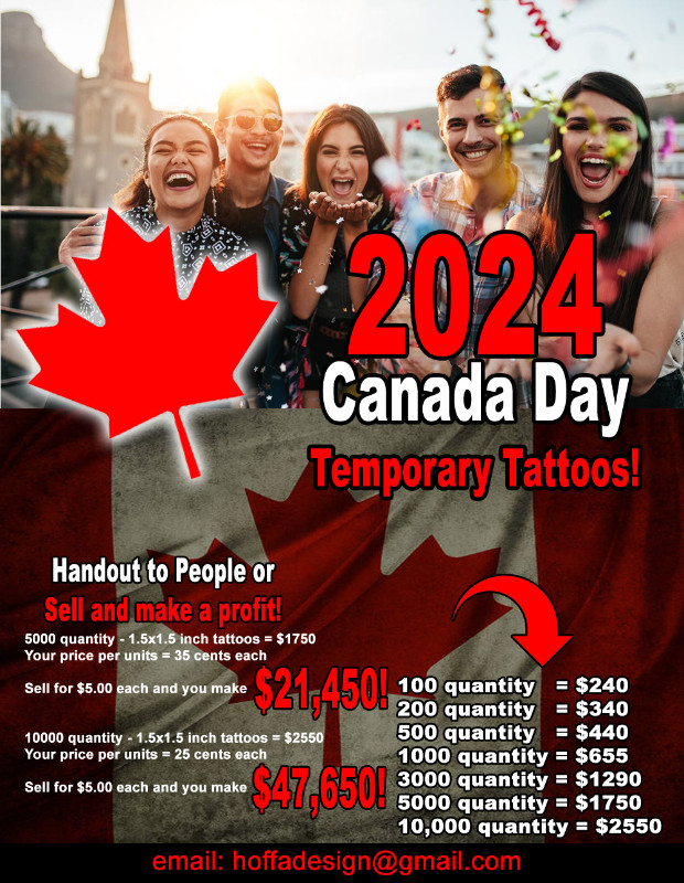 Canada Day & Custom Temporary Tattoos in Other in Saskatoon