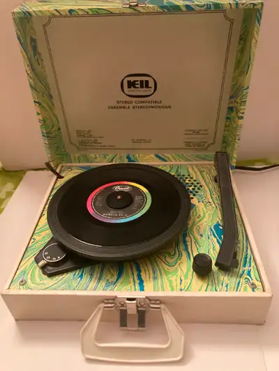 VINTAGE KEIL PORTABLE RECORD PLAYER PSYCHEDELIC Rare Mid Century, View more