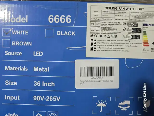 Surtime 36" Low Profile Ceiling Fan with Light & Remote/APP Cont in Indoor Lighting & Fans in Mississauga / Peel Region - Image 8