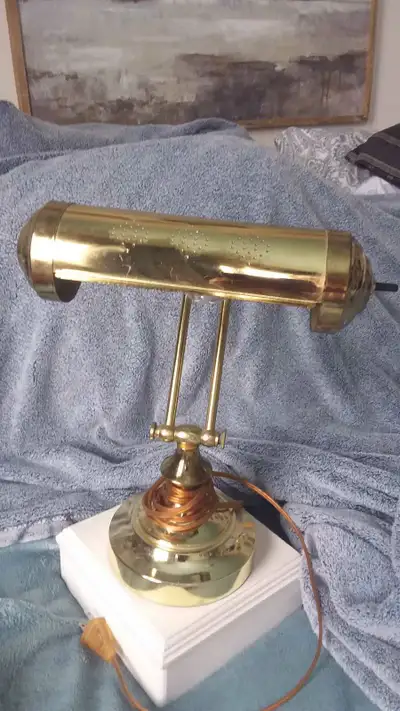vintage brass bankers lamp, View more