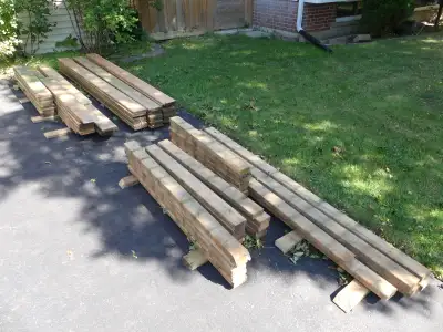 Used 5/4x6 and 2x4 pressure treated wood, View more