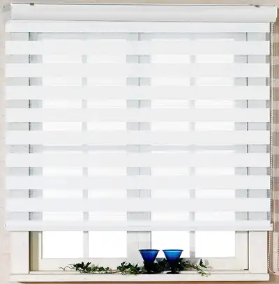 Brand new in box! Dual layer shades, sheer or privacy light control. Day and night window drapes. W5...