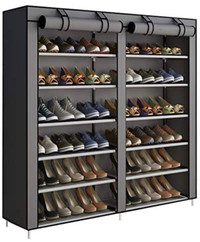 Shoe Rack AGASY holds up to 50 pairs 6 tires double with cover 