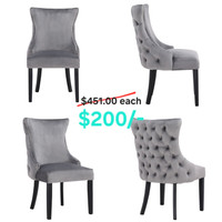 NEW Grey Velvet Chairs
