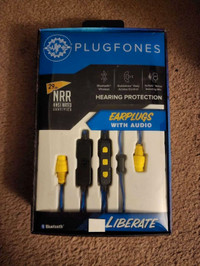 Brand New Plugphones Liberate 2.0 Blue/Yellow Bluetooth Earbuds