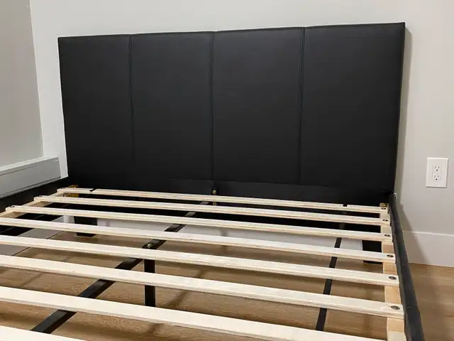 BNIB Plain black leather platform bed all sizes available  in Beds & Mattresses in Chilliwack - Image 6