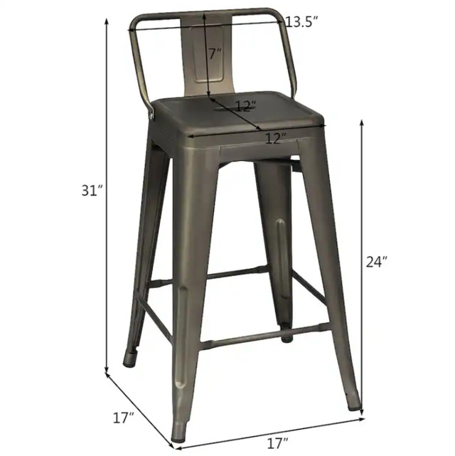 Set of 4 Industrial Counter Height Stools Boxed & Unopened in Chairs & Recliners in City of Toronto - Image 2