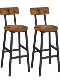 Bar Stools, Set of 2 Round Bar Chairs, 24.4 Inches Bar Stools wi