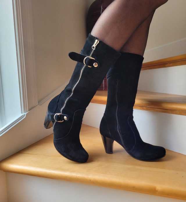 Women's Italian Suede Boots Size 7.5 (EU 38) Heel 3". in Women's - Shoes in Bedford