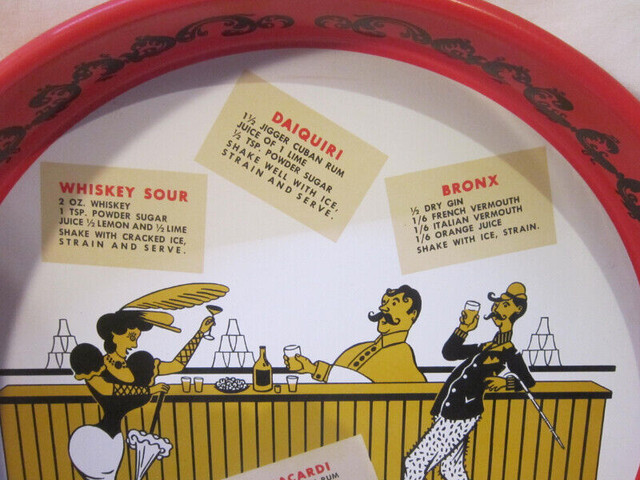 Vintage Metal Bar Tray with Recipes in Arts & Collectibles in Winnipeg - Image 3