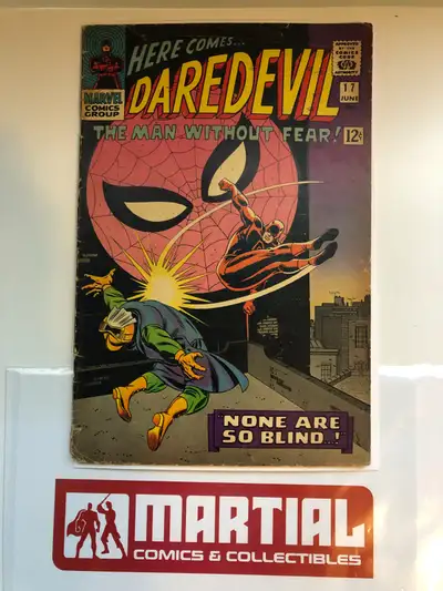 Daredevil comic book issue 17 with an appearance by Spider-man! Approx 3.5 raw grade condition with...