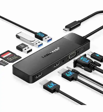 Lemorele 10 in 1 USB C Docking Station Dual Monitor, Laptop Dock, View more